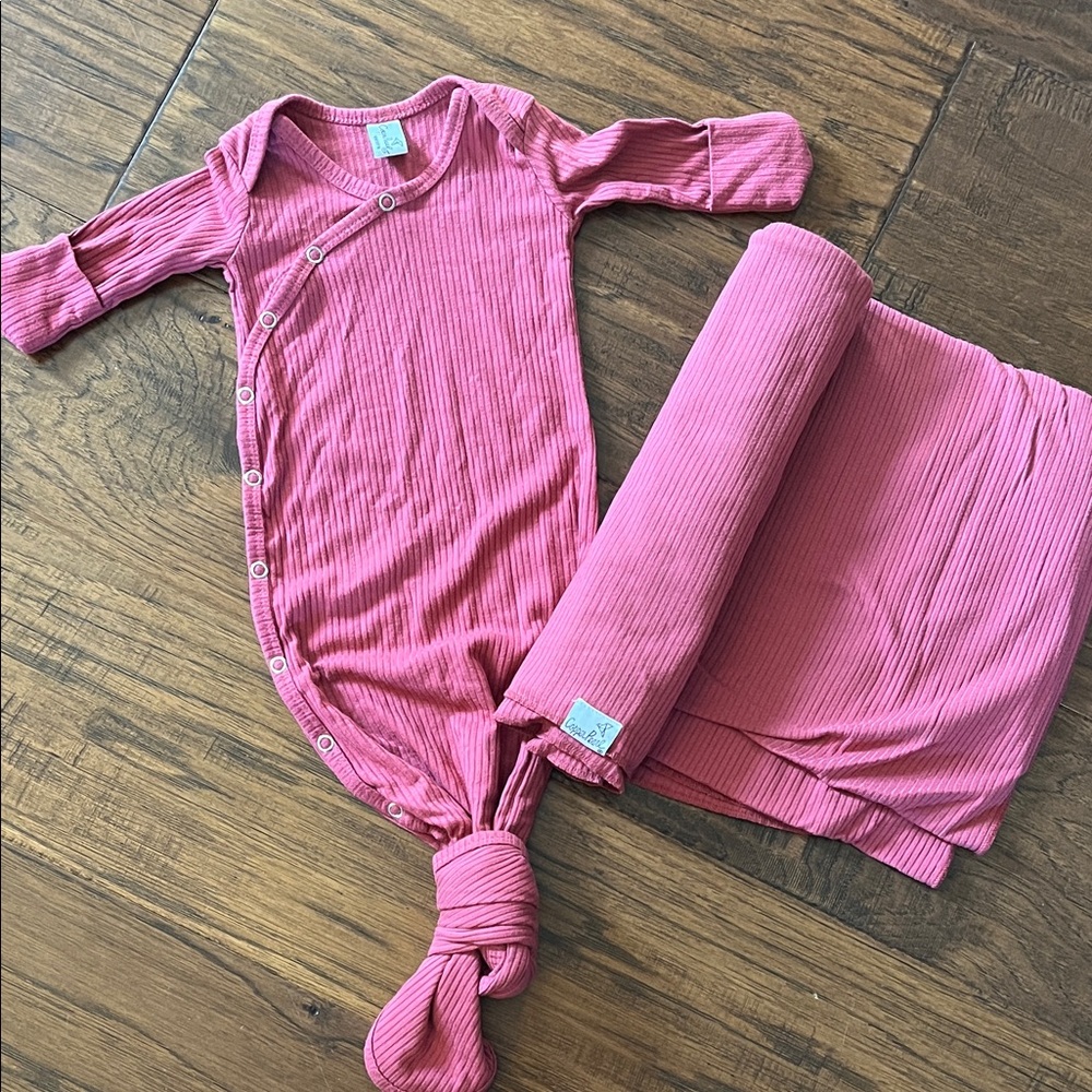 Copper Pearl Ribbed Gown and matching swaddle